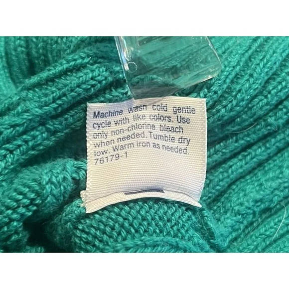 SM - St Johns Bay Green Cable Knit V Neck Long Sleeve Y2K Preppy College Sweater - Picture 7 of 7